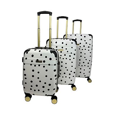 Jenni Chan Polka Dot Print 3-Piece Hardside Spinner Luggage Set