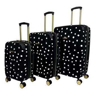 Jenni Chan Polka Dot Print 3 pc Hardside Spinner Luggage Set
