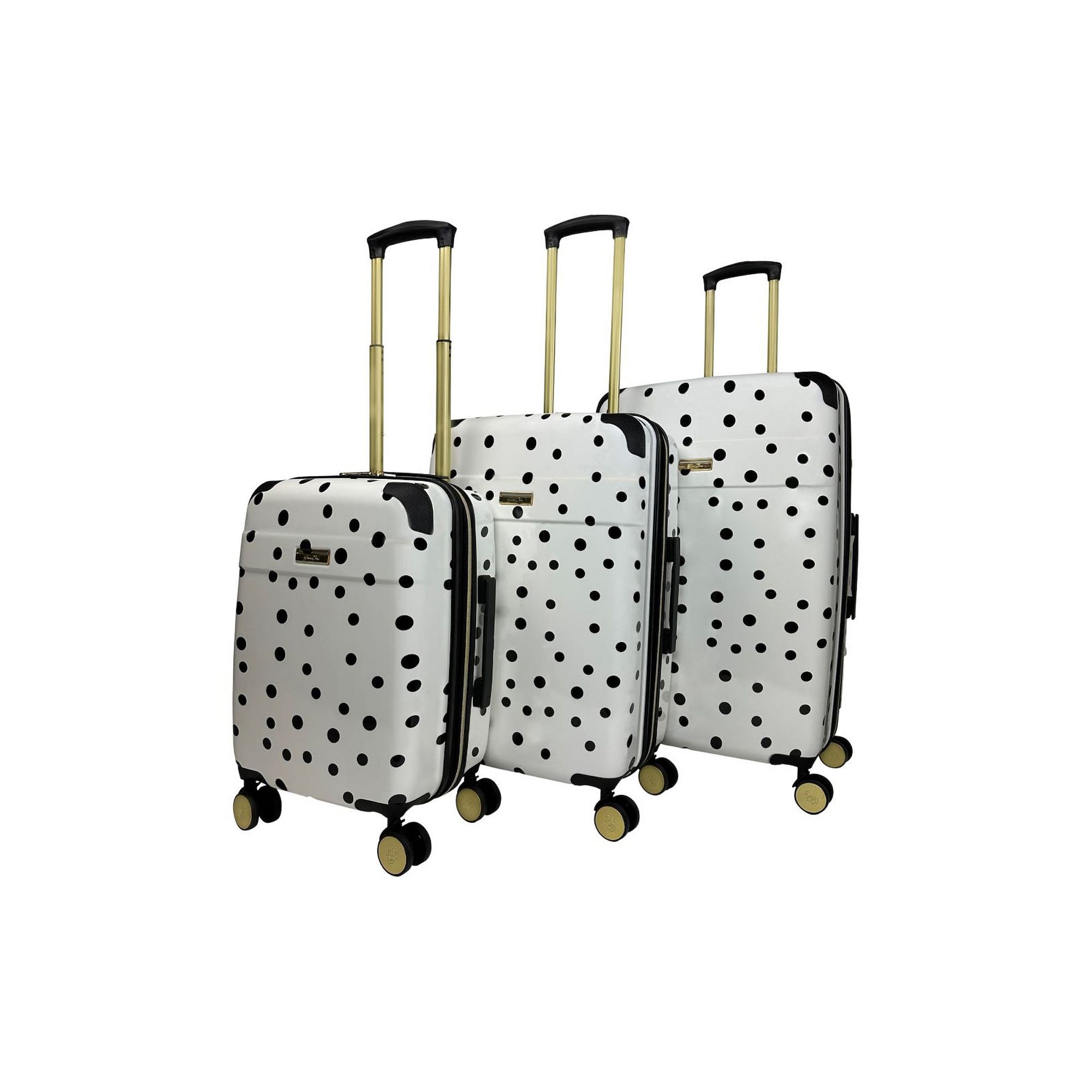 Jenni Chan Polka Dot Print 3-Piece Hardside Spinner Luggage Set, White