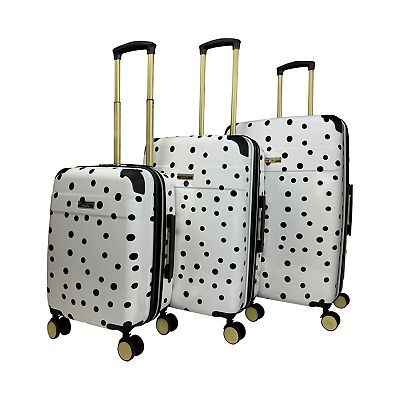 Jenni Chan Polka Dot Print 3-Piece Hardside Spinner Luggage Set