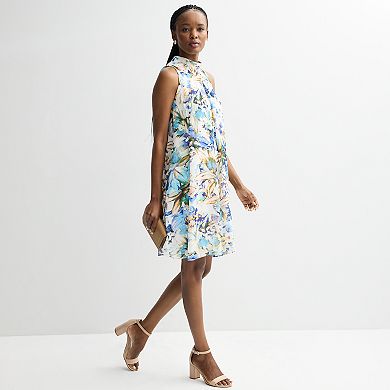 Women's Robbie Bee Mock Neck Chiffon Dress