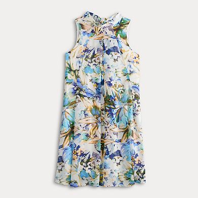 Women's Robbie Bee Mock Neck Chiffon Dress
