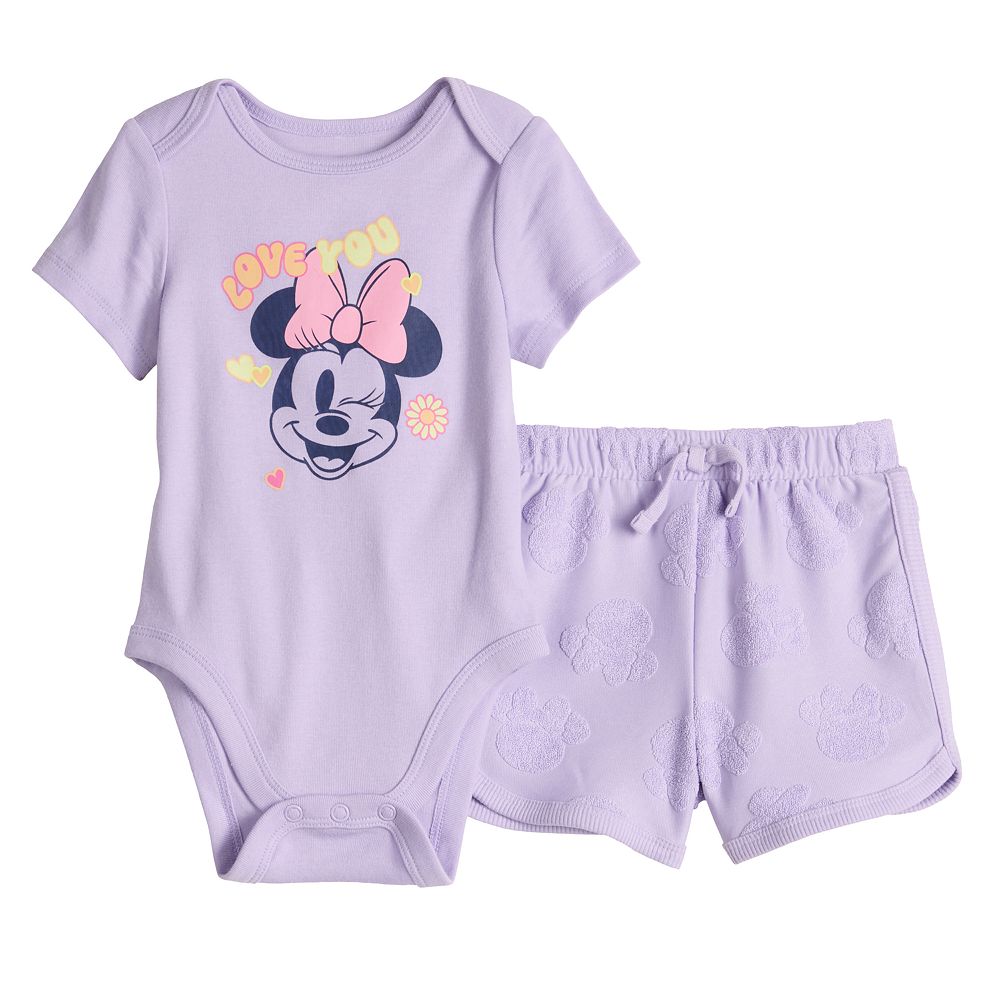 Disney's Minnie Mouse Baby Girl Bodysuit & Terry Short Set by Jumping Beans®