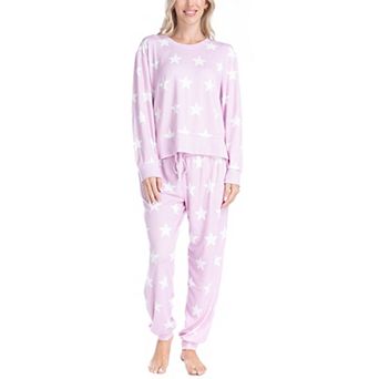 Women's Ocean Pacific® Fuzzy Feelings Long Sleeve Pajama Shirt & Pajama Bottoms Sleep Set