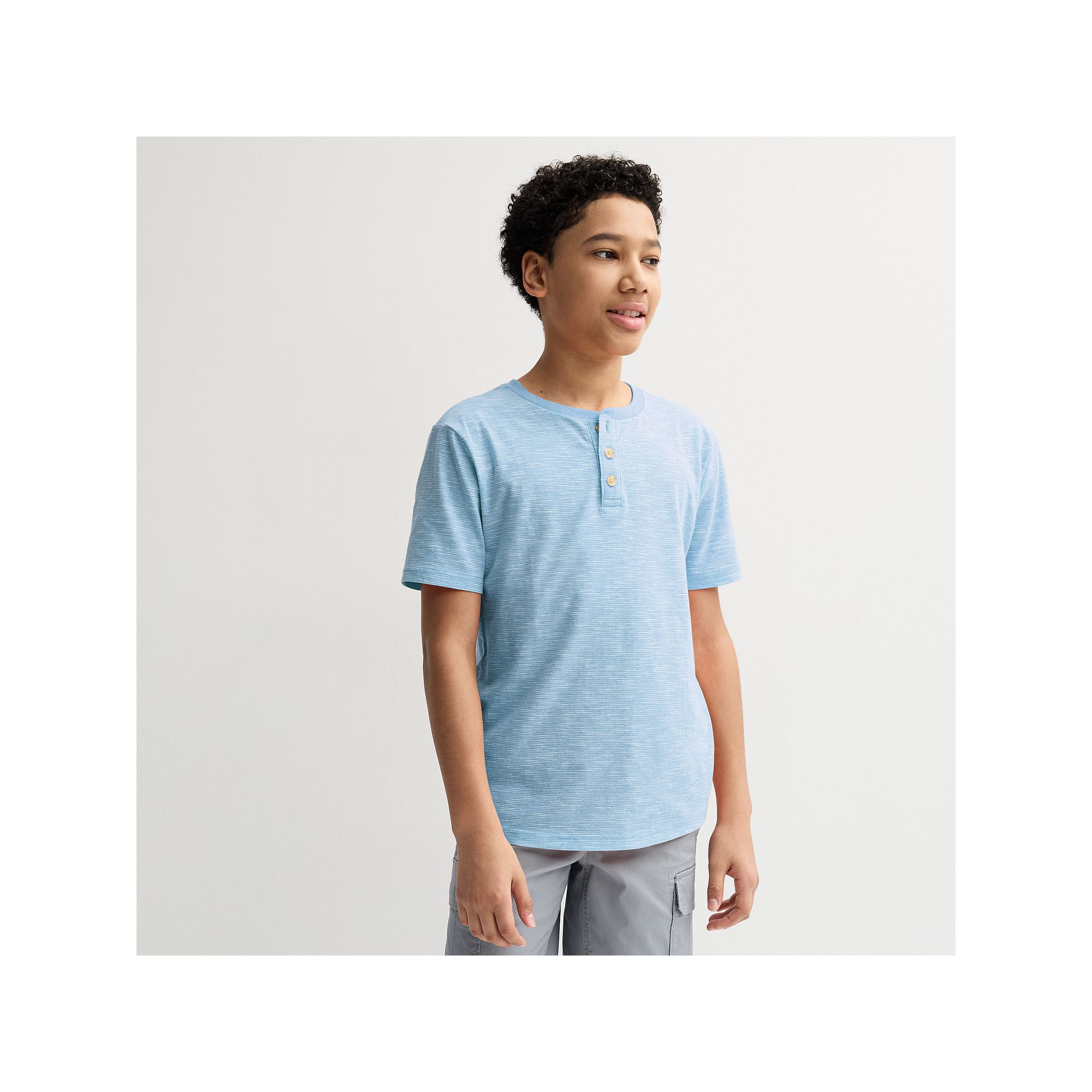 Boys 8-20 Sonoma Goods For Life® Short Sleeve Henley Tee in Regular & Husk