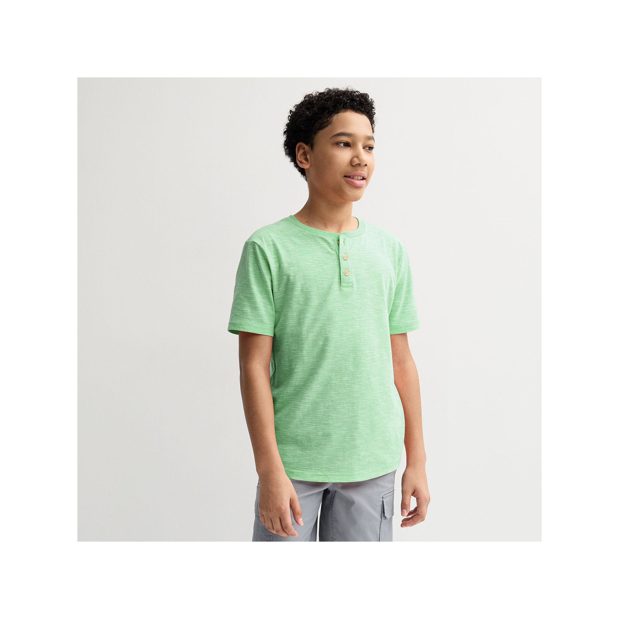Boys 8-20 Sonoma Goods For Life® Short Sleeve Henley Tee in Regular & Husk
