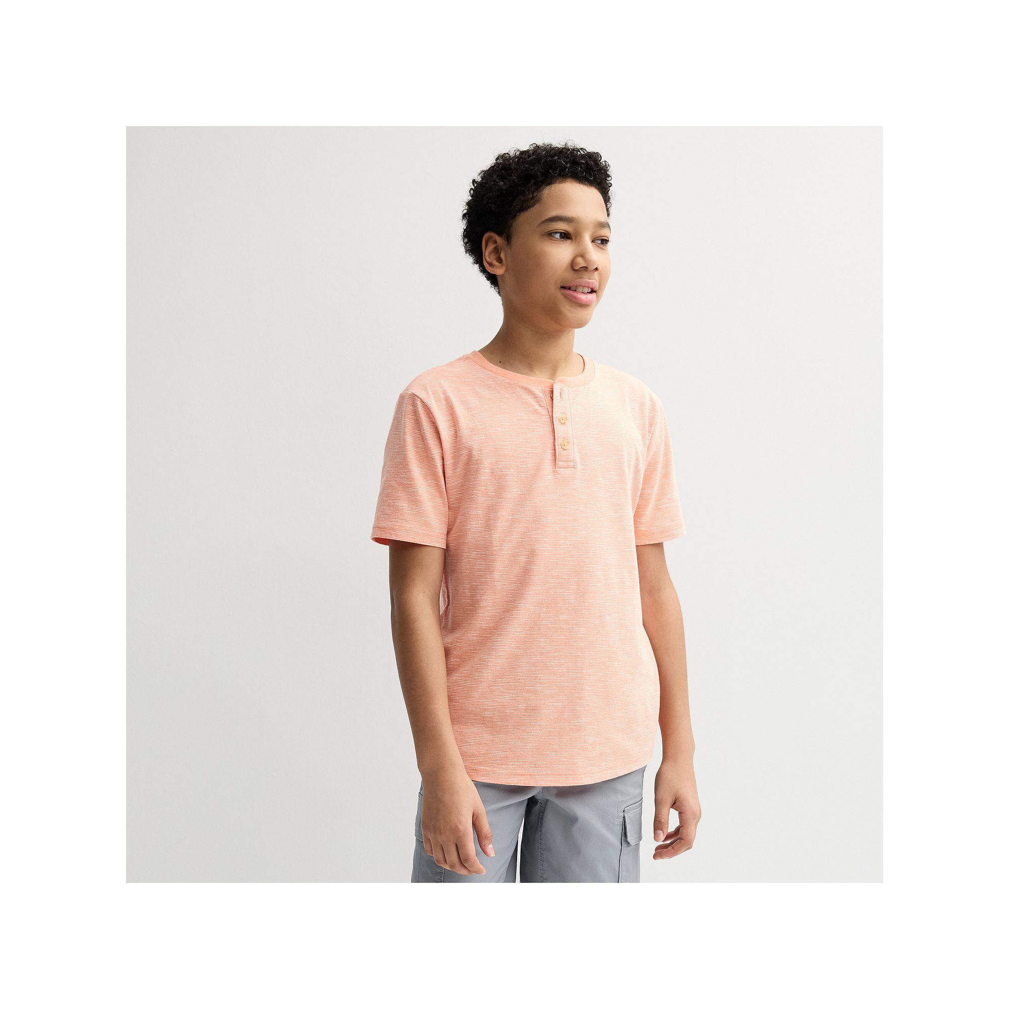 Boys 8-20 Sonoma Goods For Life® Short Sleeve Henley Tee in Regular & Husk