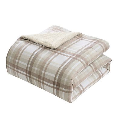 VCNY Home Plaid Brushed Cotton Flannel & Sherpa Comforter Set with Shams