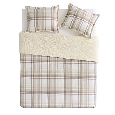 VCNY Home Plaid Brushed Cotton Flannel & Sherpa Comforter Set with Shams