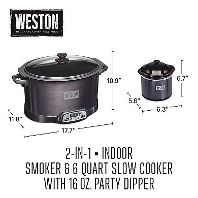 Weston 2-in-1 Indoor Smoker & 6 Qt. Slow Cooker with Party Dipper