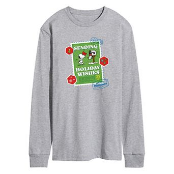 Men's Peanuts Sending Holiday Wishes Long Sleeve Graphic Tee