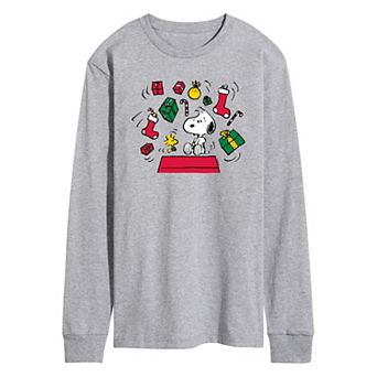 Men's Peanuts Snoopy & Woodstock Christmas Long Sleeve Graphic Tee