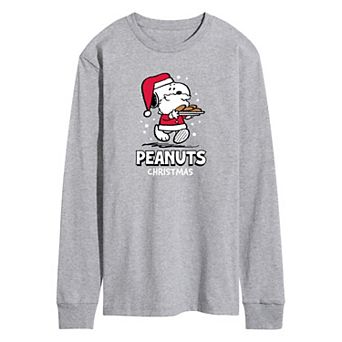 Men's Peanuts Santa Snoopy Cookies Long Sleeve Graphic Tee