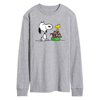 Men's Peanuts Snoopy & Woodstock Candy Canes Long Sleeve Graphic Tee