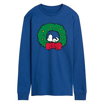 Men's Peanuts Snoopy Wreath Long Sleeve Graphic Tee