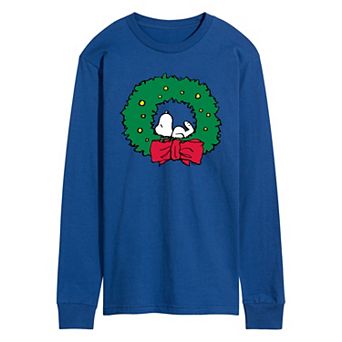 Men's Peanuts Snoopy Wreath Long Sleeve Graphic Tee