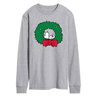 Men's Peanuts Snoopy Wreath Long Sleeve Graphic Tee