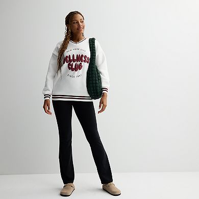 Juniors' Harper & Ivy Oversized Fleece V-Neck Sweatshirt