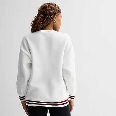 Juniors' Harper & Ivy Oversized Fleece V-Neck Sweatshirt