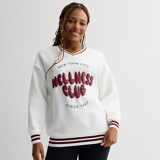 売れ筋商品|||ルーカ カットソー トップス レディース Juniors' Ivy League Fleece Crewneck Sweatshirt Pineneedle Juniors' Harper & Ivy Oversized Fleece V-Neck Sweatshirt