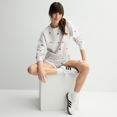 Juniors' Pink Republic Crewneck Fleece Pullover Sweatshirt