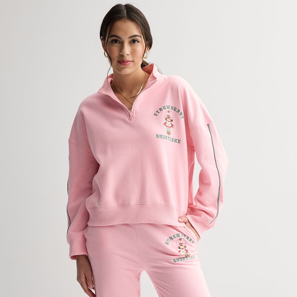 Juniors' Strawberry Shortcake '79 Quarter Zip Graphic Pullover