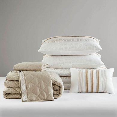 Madison Park Bianca 7-Piece Stripe Comforter and Quilt Set