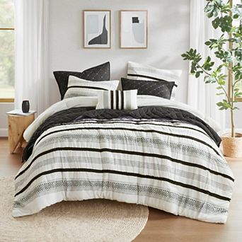 Madison Park Bianca 7 pc Stripe Comforter and Quilt Set