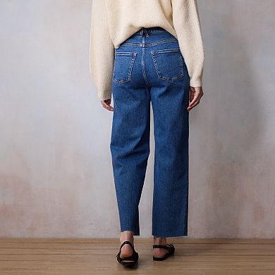 Women's LC Lauren Conrad Ultra High-Rise Straight Ankle Raw Hem Jeans