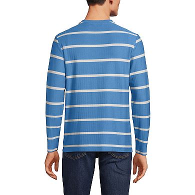 Men's Lands' End Long Sleeve Textured Herringbone Henley Shirt