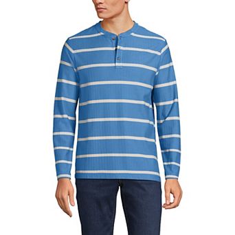 Men's Lands' End Long Sleeve Textured Herringbone Henley Shirt