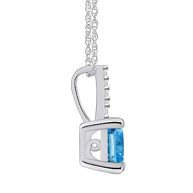 Alyson Layne 10k White Gold Cushion Gemstone Diamond Accent Pendant Necklace