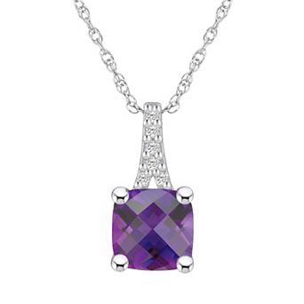 Alyson Layne 10k White Gold Cushion Gemstone Diamond Accent Pendant Necklace