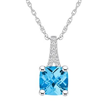 Alyson Layne 10k White Gold Cushion Gemstone Diamond Accent Pendant Necklace