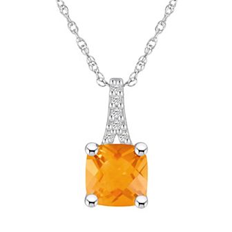 Alyson Layne 10k White Gold Cushion Gemstone Diamond Accent Pendant Necklace