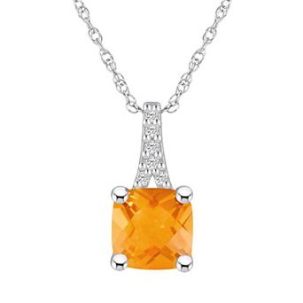 Alyson Layne 10k White Gold Cushion Gemstone Diamond Accent Pendant Necklace