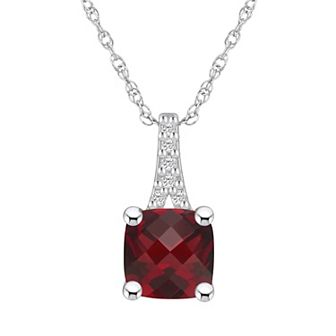 Alyson Layne 10k White Gold Cushion Gemstone Diamond Accent Pendant Necklace