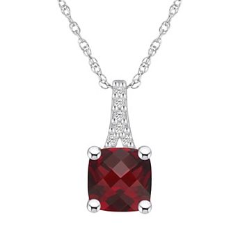 Alyson Layne 10k White Gold Cushion Gemstone Diamond Accent Pendant Necklace