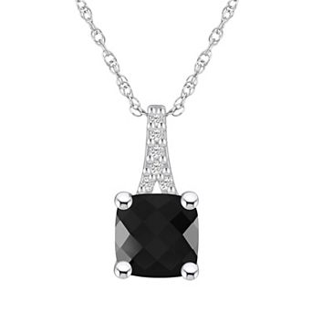 Alyson Layne 10k White Gold Cushion Gemstone Diamond Accent Pendant Necklace