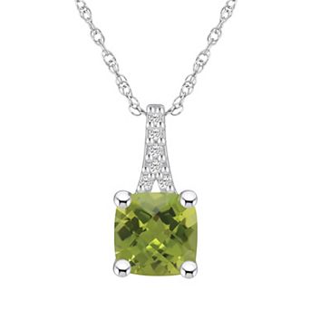 Alyson Layne 10k White Gold Cushion Gemstone Diamond Accent Pendant Necklace