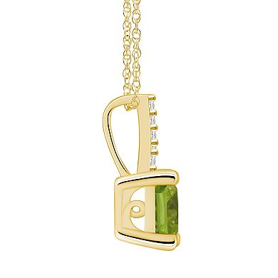 Alyson Layne 10k Gold Cushion Gemstone Diamond Accent Pendant Necklace