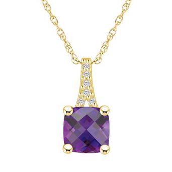 Alyson Layne 10k Gold Cushion Gemstone Diamond Accent Pendant Necklace