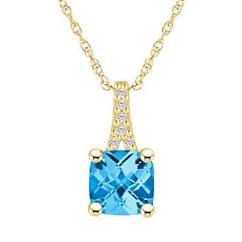 Alyson Layne 10k Gold Cushion Gemstone Diamond Accent Pendant Necklace
