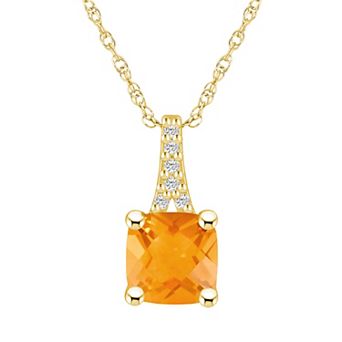 Alyson Layne 10k Gold Cushion Gemstone Diamond Accent Pendant Necklace