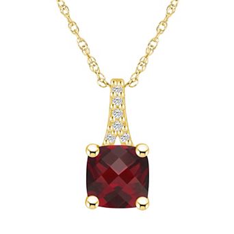 Alyson Layne 10k Gold Cushion Gemstone Diamond Accent Pendant Necklace