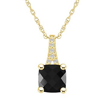 Alyson Layne 10k Gold Cushion Gemstone Diamond Accent Pendant Necklace