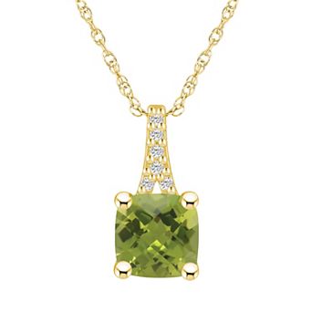 Alyson Layne 10k Gold Cushion Gemstone Diamond Accent Pendant Necklace
