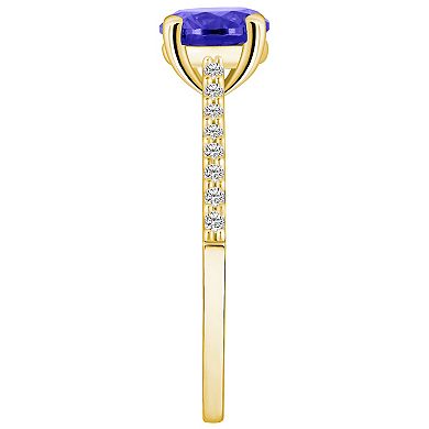 Alyson Layne 10k Gold Round Gemstone 1/6 Carat T.W. Diamond Ring
