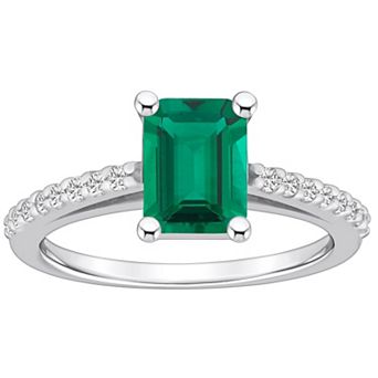 Alyson Layne 10k White Gold Emerald Cut Gemstone 1/5 Carat T.W. Diamond Ring