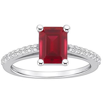Alyson Layne 10k White Gold Emerald Cut Gemstone 1/5 Carat T.W. Diamond Ring
